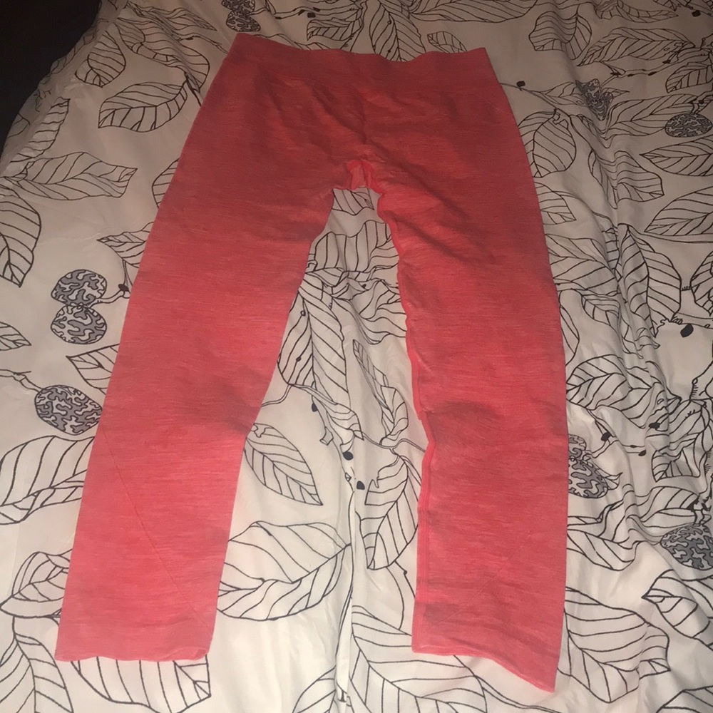 Coral colored seamless workout tight